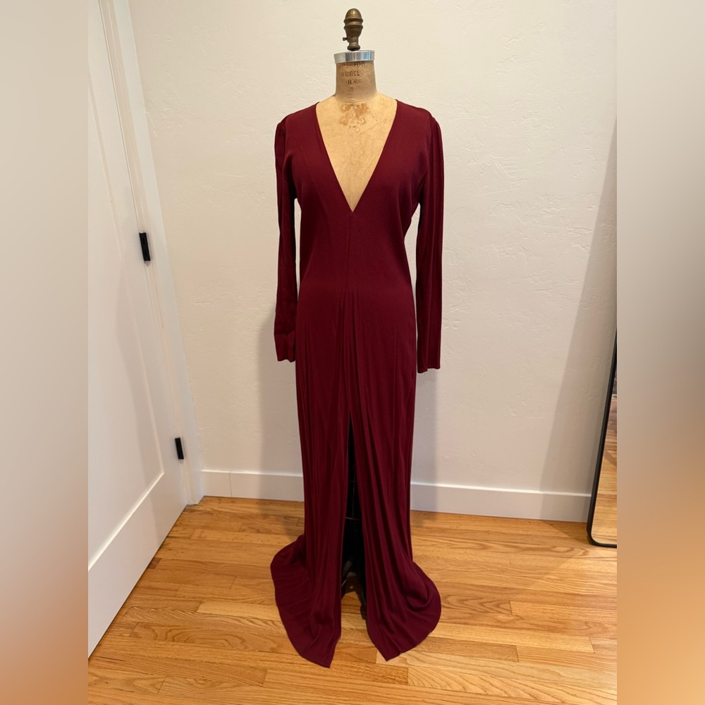 REFORMATION Burgundy V-Neck Maxi Dress
